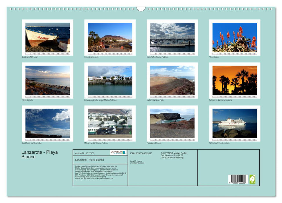 Lanzarote - Playa Blanca (CALVENDO wall calendar 2024) 