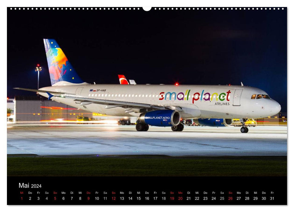 Airplanes at night (CALVENDO Premium Wall Calendar 2024) 