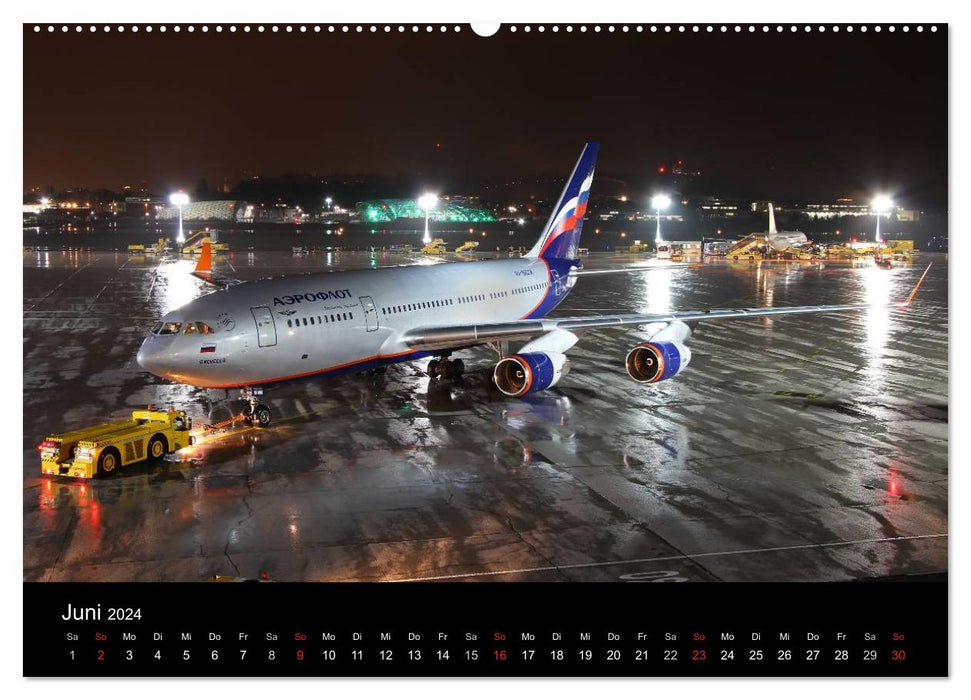 Airplanes at night (CALVENDO Premium Wall Calendar 2024) 