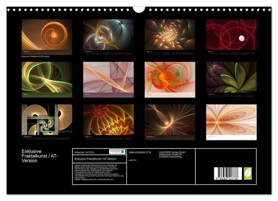 Exclusive fractal art / AT version (CALVENDO wall calendar 2024) 