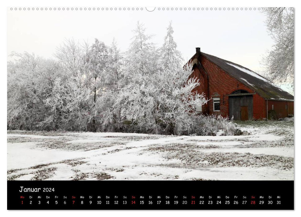 East Frisia - Country and Weather (CALVENDO Premium Wall Calendar 2024) 