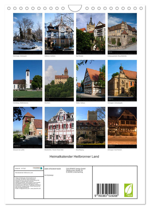 Home calendar Heilbronner Land (CALVENDO wall calendar 2024) 