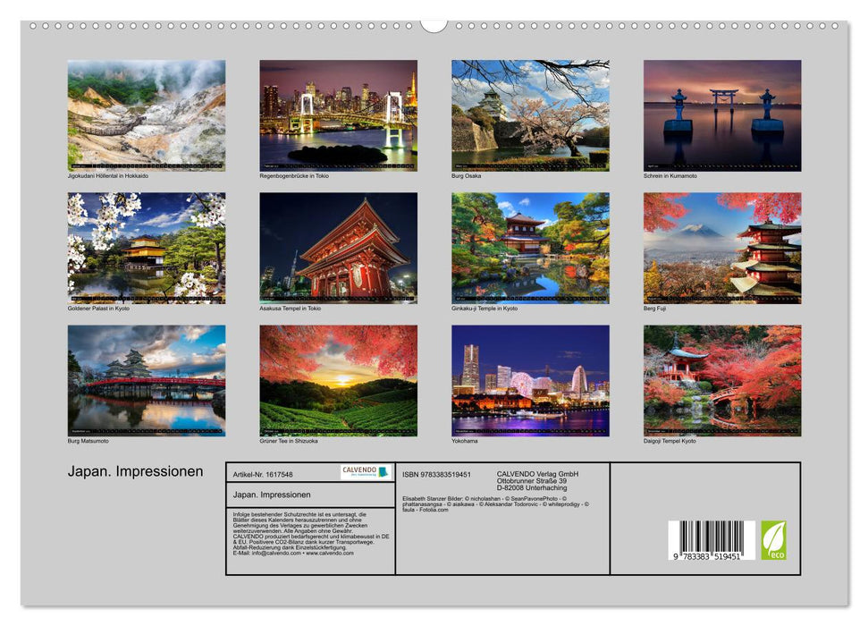 Japon. Impressions (Calendrier mural CALVENDO Premium 2024) 