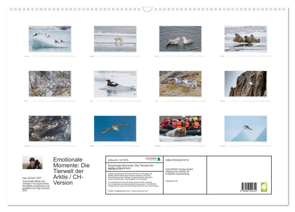 Emotionale Momente: Die Tierwelt der Arktis / CH-Version (CALVENDO Wandkalender 2024)