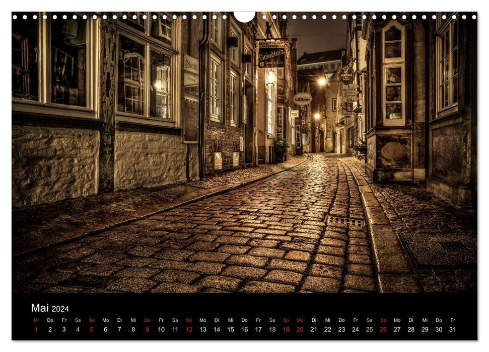 Bremen at night (CALVENDO wall calendar 2024) 