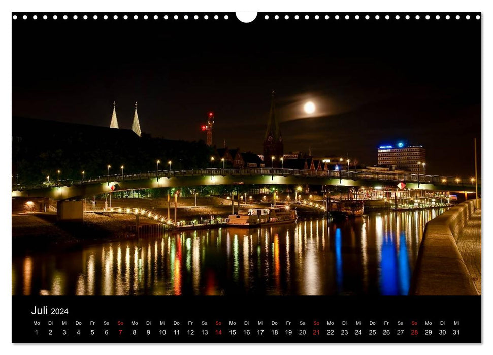 Bremen at night (CALVENDO wall calendar 2024) 