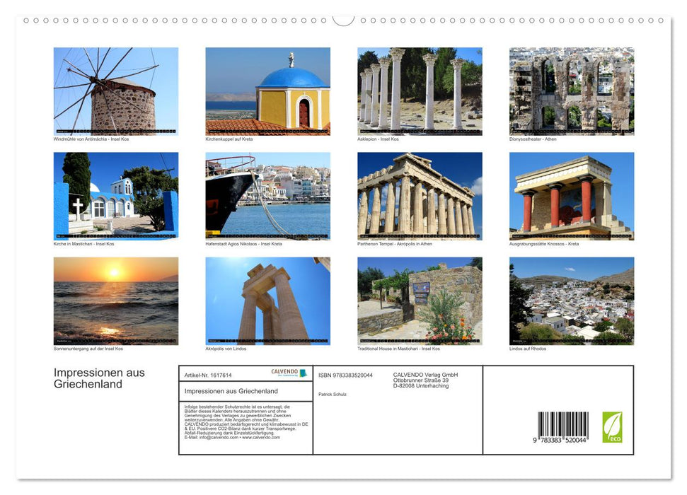 Impressionen aus Griechenland (CALVENDO Premium Wandkalender 2024)