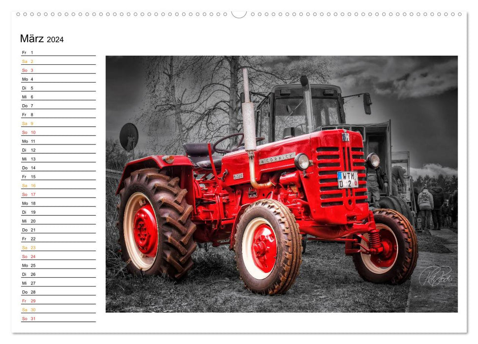 Tracteur - voiture vintage / calendrier anniversaire (calendrier mural CALVENDO 2024) 