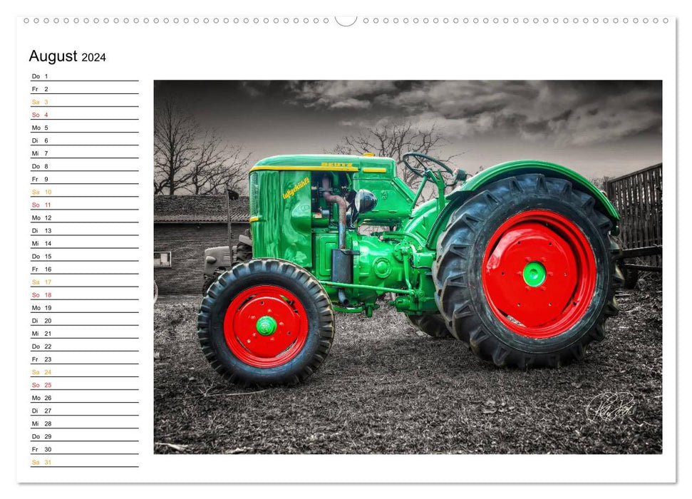 Tracteur - voiture vintage / calendrier anniversaire (calendrier mural CALVENDO 2024) 