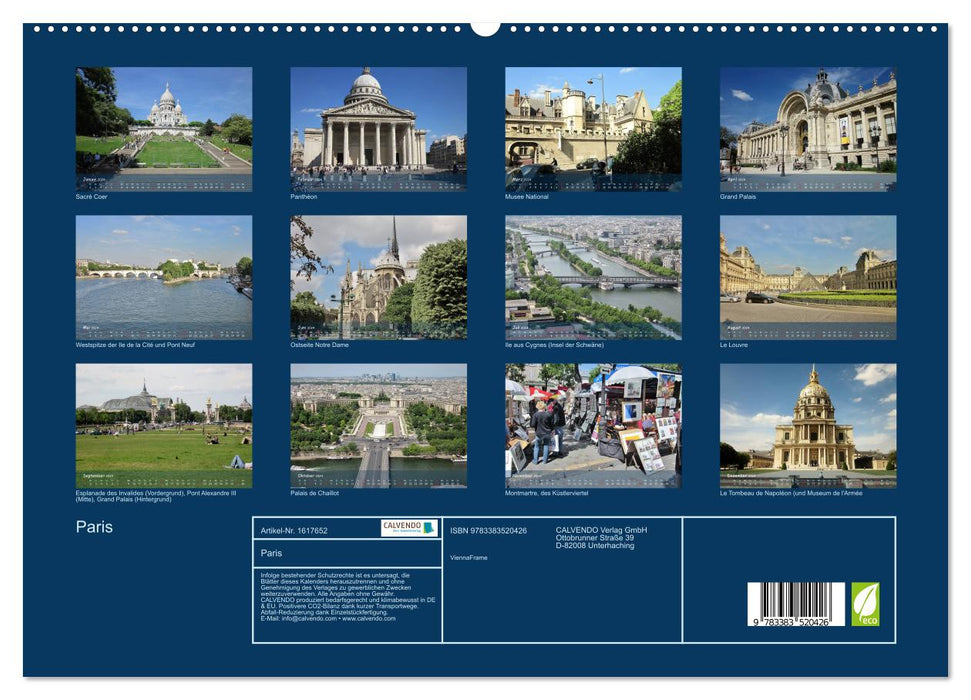 Paris (CALVENDO Premium Wandkalender 2024)