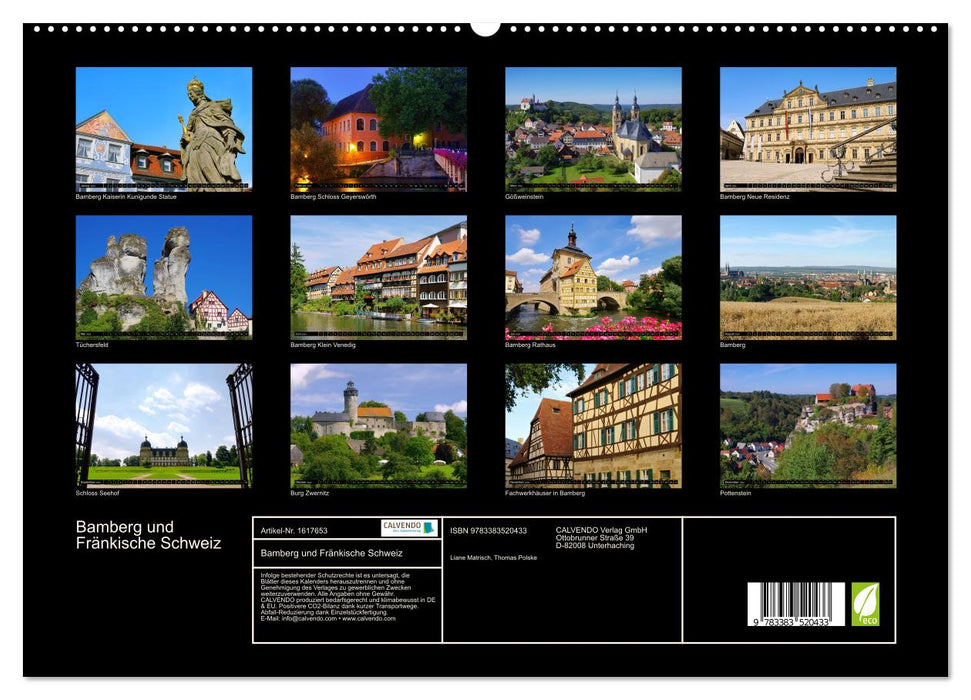 Bamberg and Franconian Switzerland (CALVENDO Premium Wall Calendar 2024) 