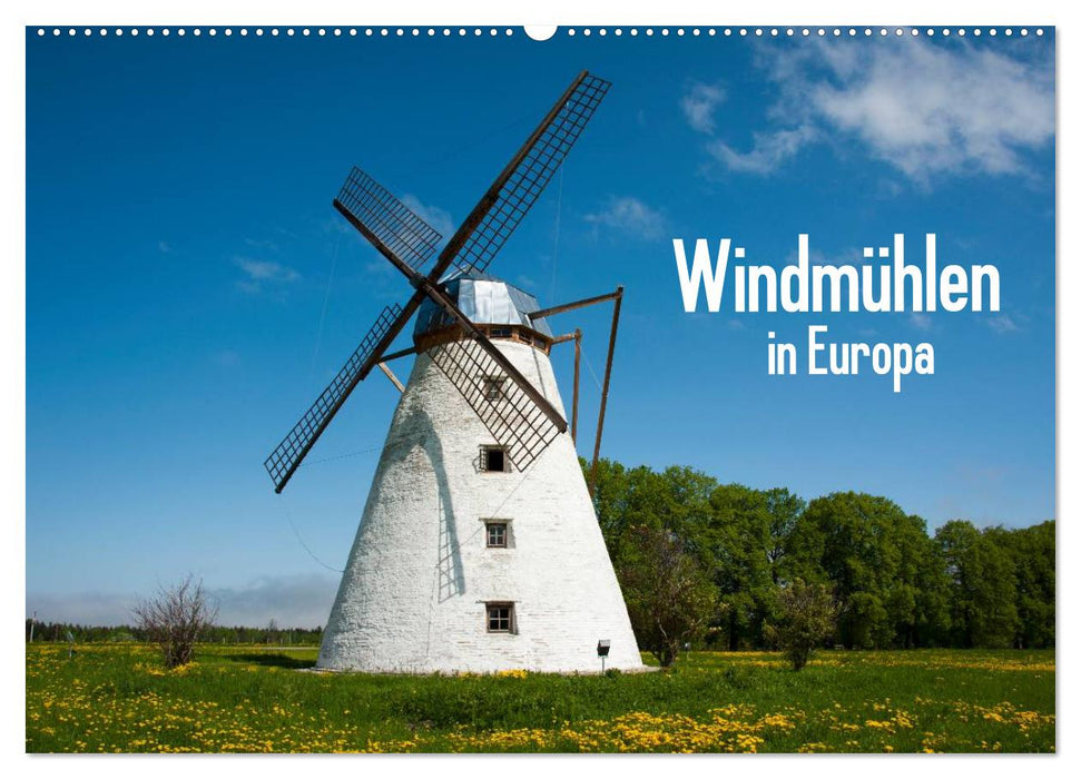 Moulins à vent en Europe (calendrier mural CALVENDO 2024) 