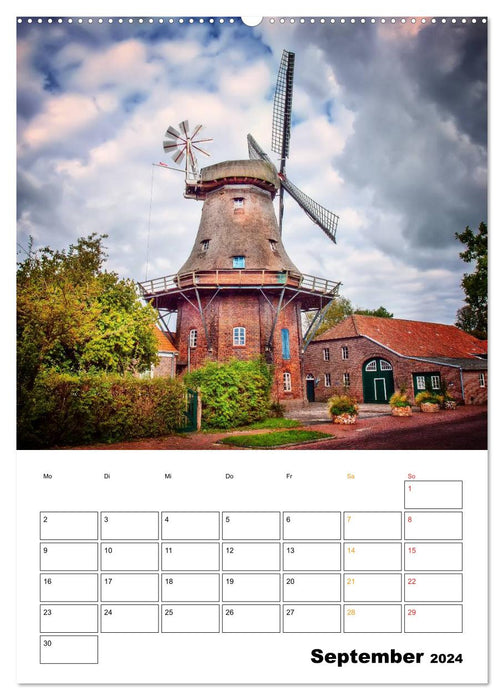 Moulins à vent historiques sur la Frisian Mill Road / Version CH / Planificateur (calendrier mural CALVENDO 2024) 