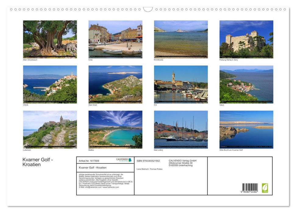 Kvarner Golf - Croatie (Calendrier mural CALVENDO 2024) 