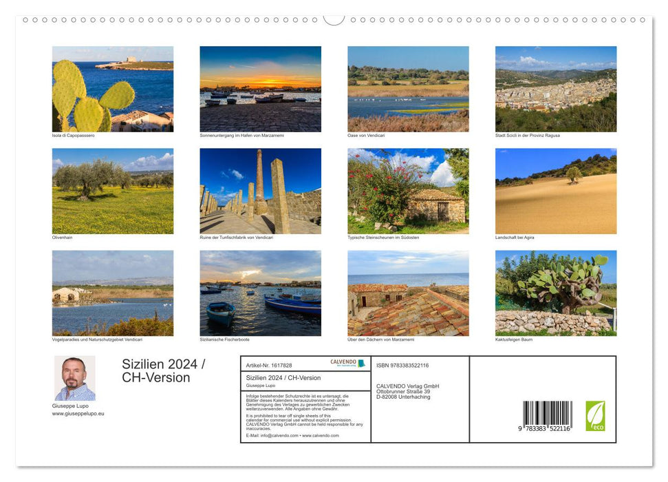 Sicily 2024 / CH version (CALVENDO Premium Wall Calendar 2024) 