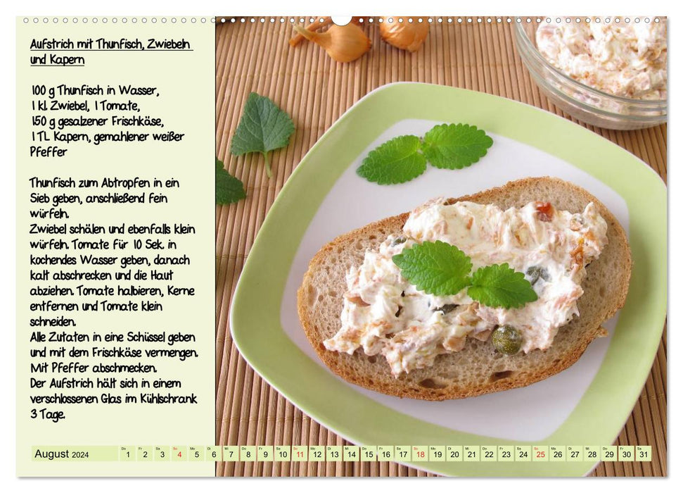 Delicious spreads - A calendar with recipes (CALVENDO wall calendar 2024) 