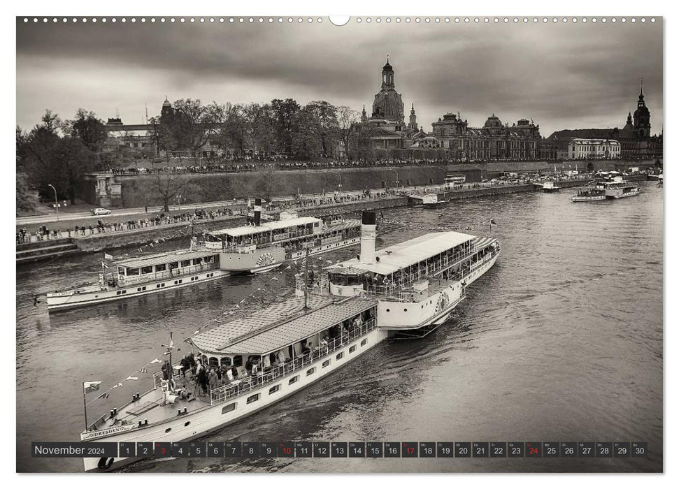 Bateau à vapeur du bateau à vapeur saxon (calendrier mural CALVENDO Premium 2024) 