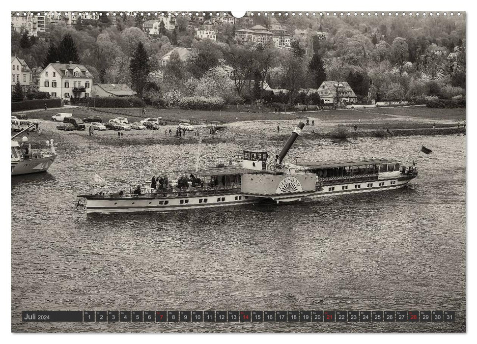 Bateau à vapeur du bateau à vapeur saxon (calendrier mural CALVENDO Premium 2024) 