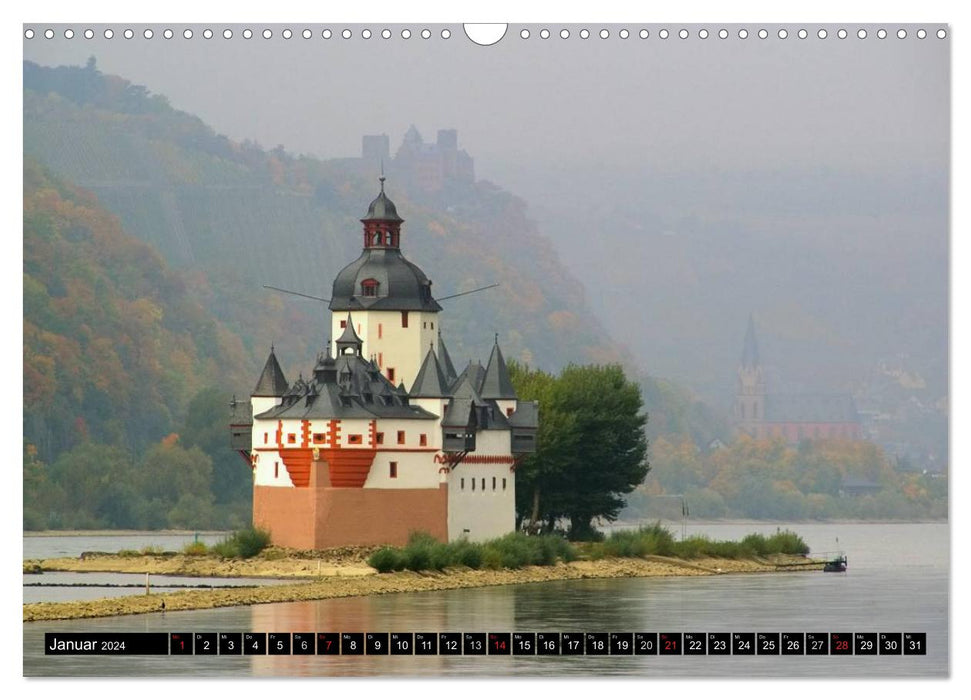 Le Rhin. Vallée du Haut-Rhin moyen de Bingen à Coblence (calendrier mural CALVENDO 2024) 