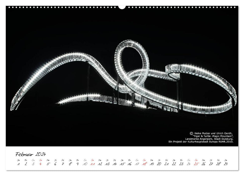 Night shift - Nighttime impressions of the Ruhr area and the Lower Rhine (CALVENDO Premium wall calendar 2024) 