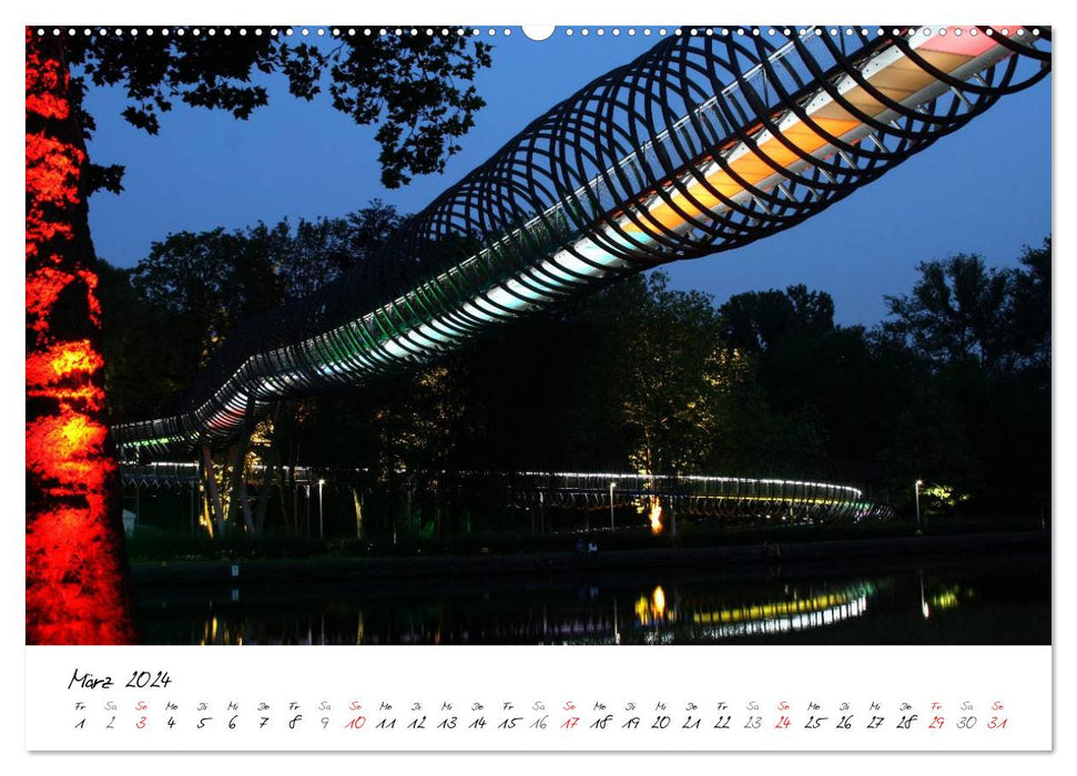 Night shift - Nighttime impressions of the Ruhr area and the Lower Rhine (CALVENDO Premium wall calendar 2024) 