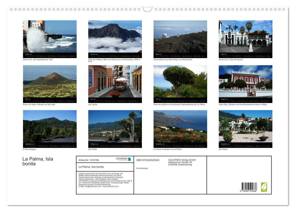 La Palma, Isla bonita (CALVENDO wall calendar 2024) 