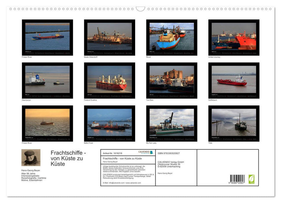 Cargo ships - from coast to coast - (CALVENDO wall calendar 2024) 