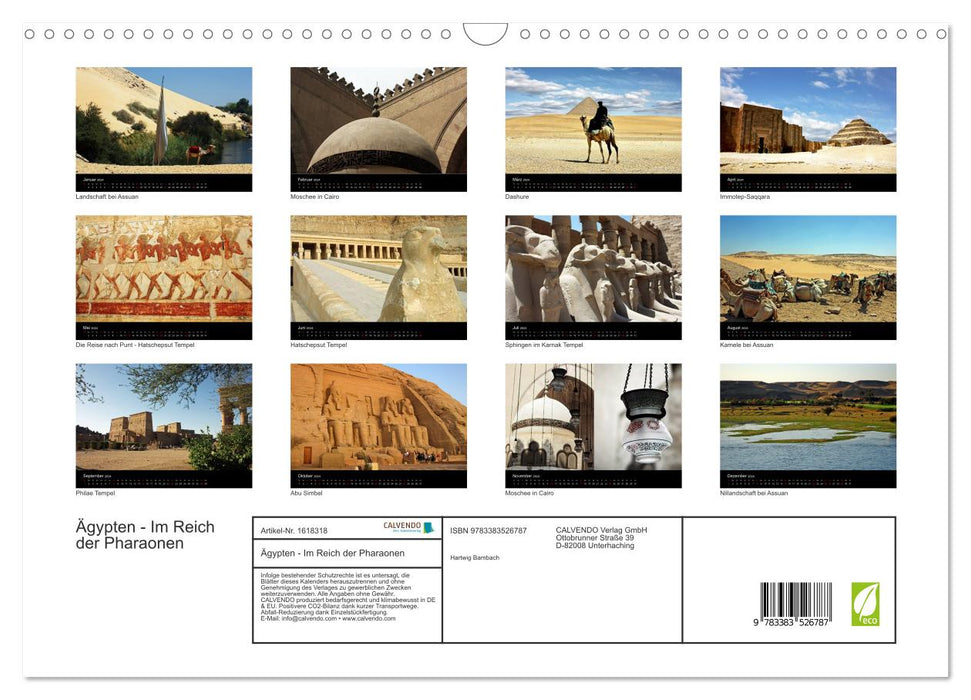 Egypte - Dans l'Empire des Pharaons (Calendrier mural CALVENDO 2024) 