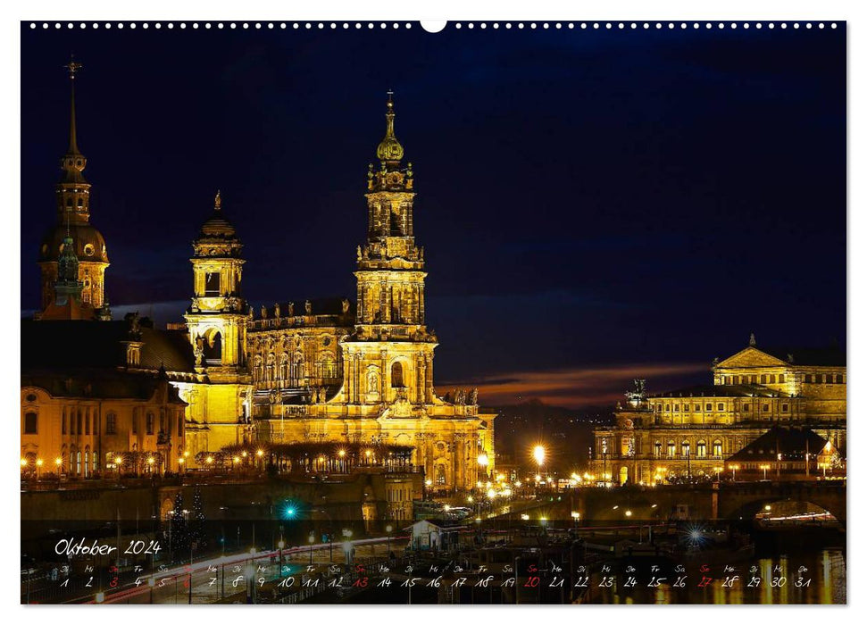 Nachts in Dresden (CALVENDO Wandkalender 2024)