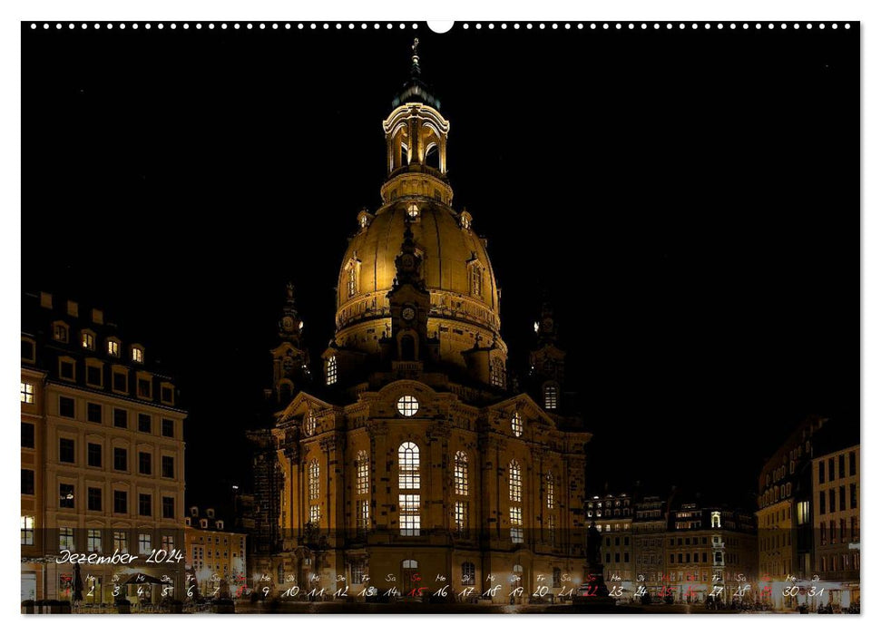 Nachts in Dresden (CALVENDO Wandkalender 2024)