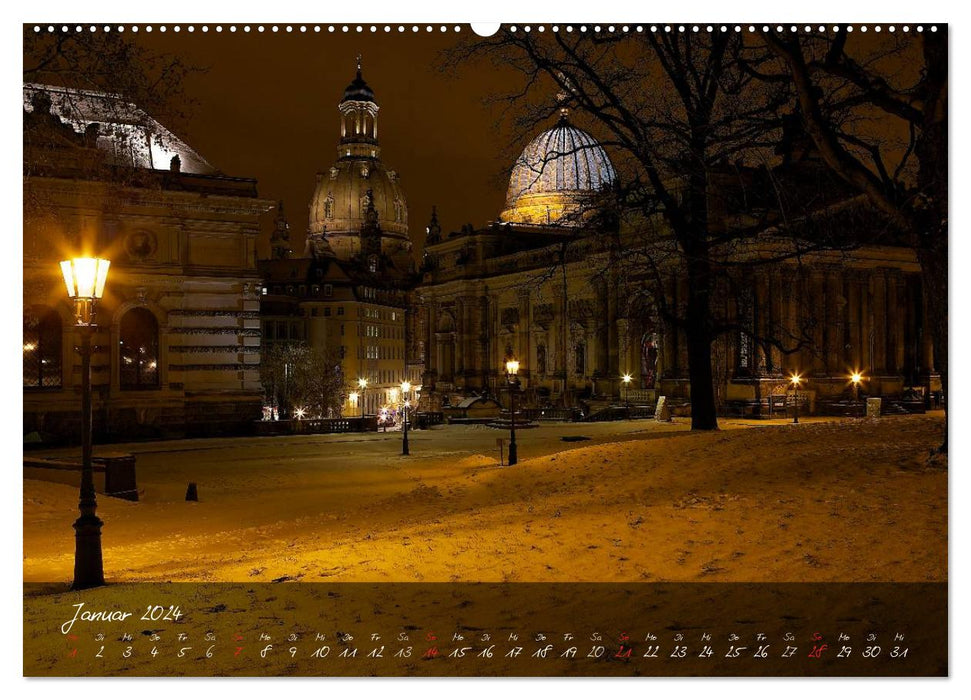 Nachts in Dresden (CALVENDO Wandkalender 2024)