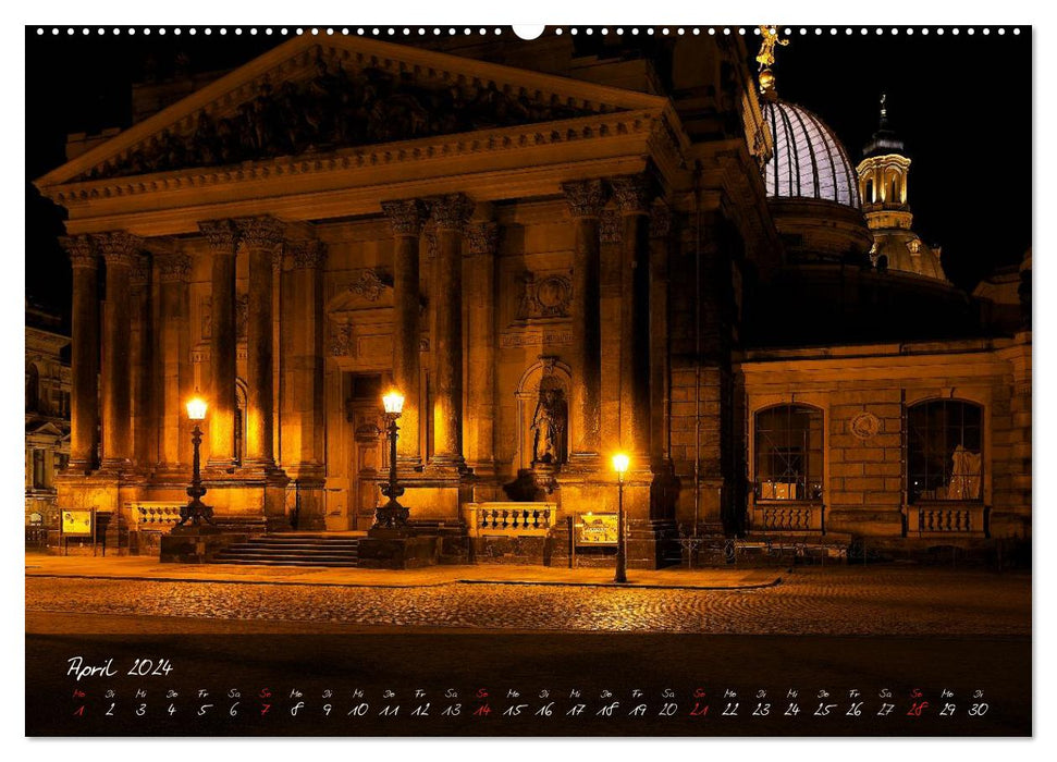 At night in Dresden (CALVENDO wall calendar 2024) 