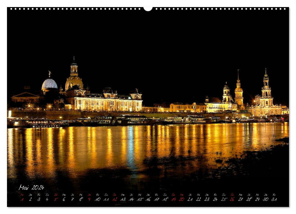 Nachts in Dresden (CALVENDO Wandkalender 2024)