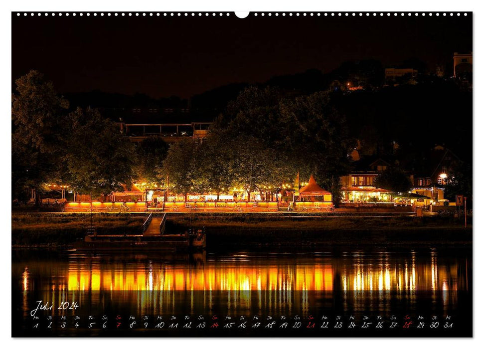 At night in Dresden (CALVENDO wall calendar 2024) 