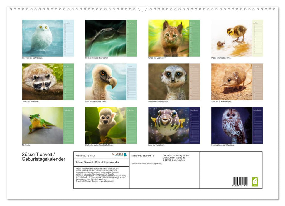 Sweet animal world / birthday calendar (CALVENDO wall calendar 2024) 