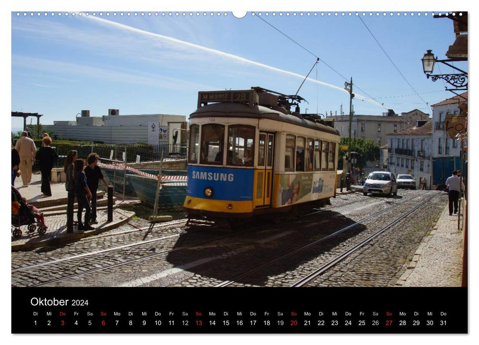 En tramway à travers Lisbonne (calendrier mural CALVENDO 2024) 