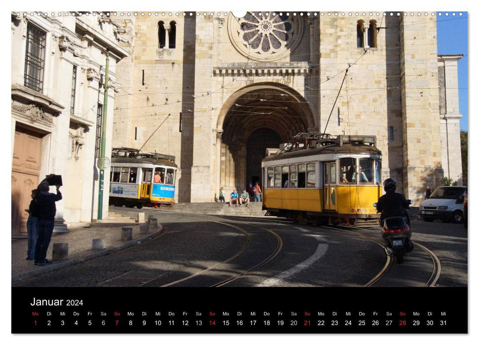 En tramway à travers Lisbonne (calendrier mural CALVENDO 2024) 