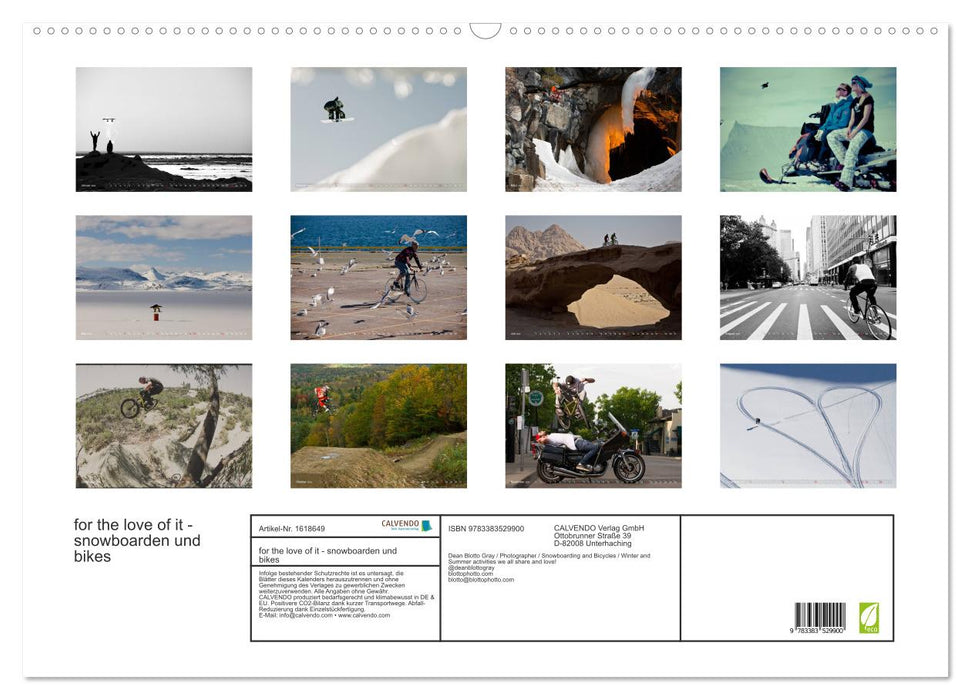 For the Love of It - Snowboarding and Bikes (CALVENDO Wall Calendar 2024) 