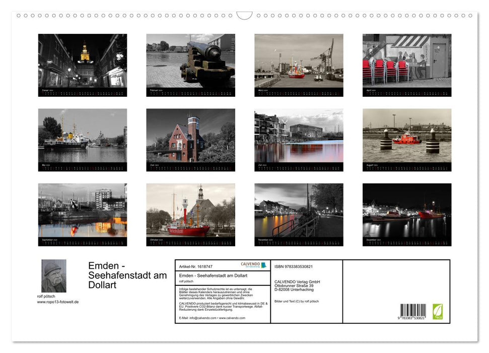 Emden - ville portuaire sur le Dollart (calendrier mural CALVENDO 2024) 