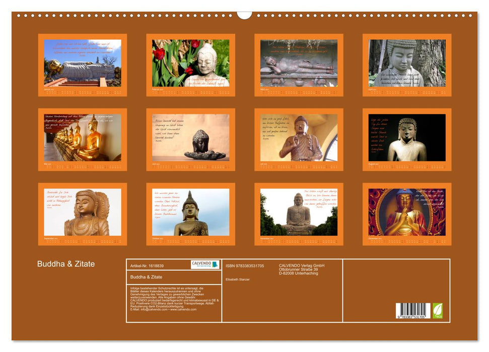 Buddha &amp; Quotes (CALVENDO Wall Calendar 2024) 