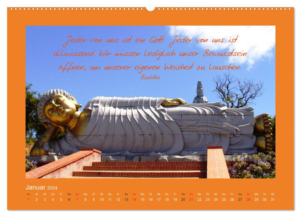 Bouddha et citations (Calendrier mural CALVENDO 2024) 