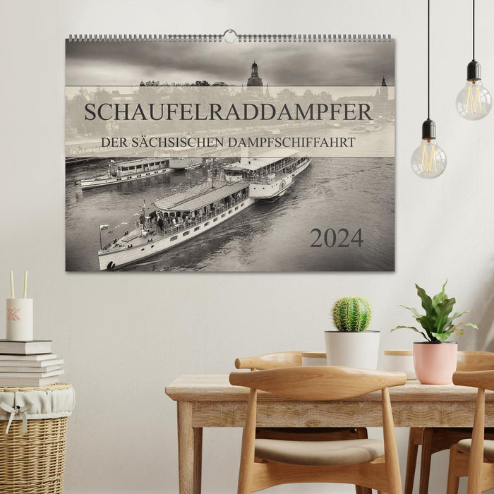 Schaufelraddampfer der Sächsischen Dampfschiffahrt (CALVENDO Wandkalender 2024)