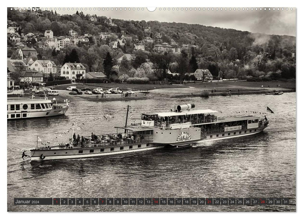 Bateau à vapeur du bateau à vapeur saxon (calendrier mural CALVENDO 2024) 