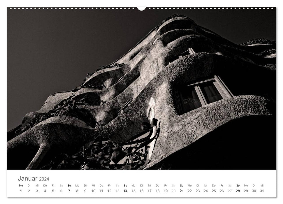 BARCELONA [black/white] (CALVENDO wall calendar 2024) 