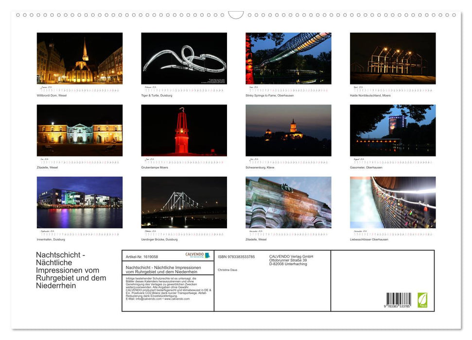 Night shift - Nighttime impressions of the Ruhr area and the Lower Rhine (CALVENDO wall calendar 2024) 