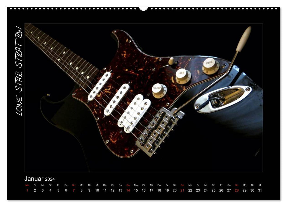 ROCK GUITARS mis en scène (Calvendo Premium Wall Calendar 2024) 