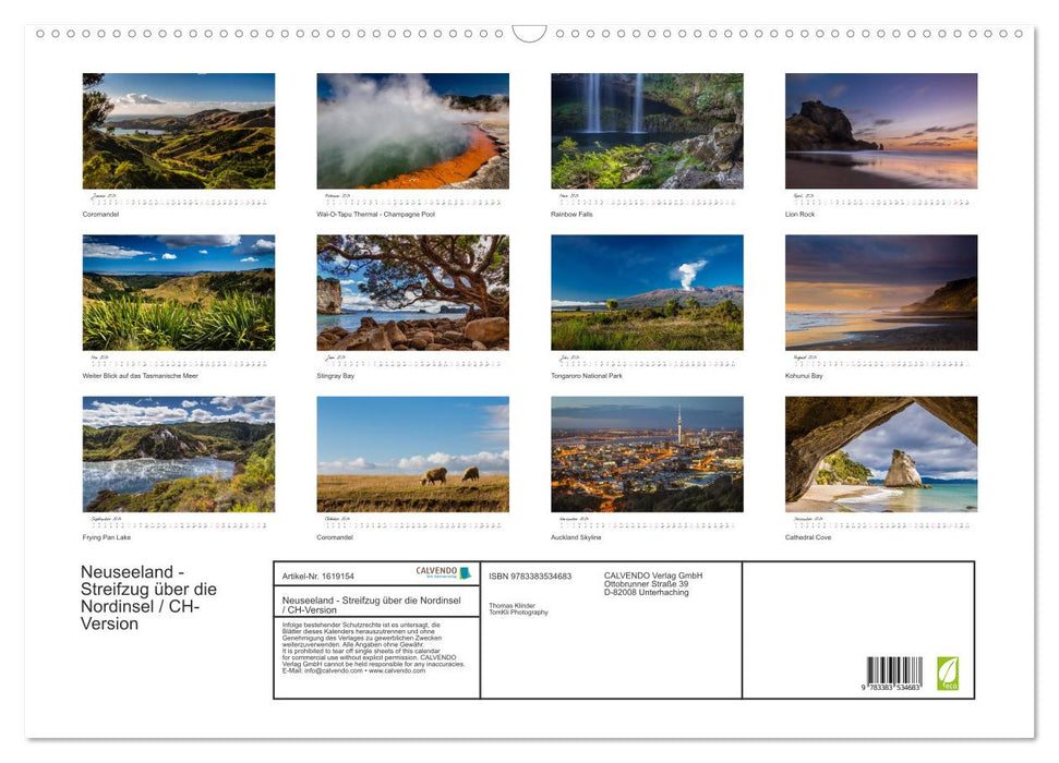 New Zealand - Foray across the North Island / CH version (CALVENDO wall calendar 2024) 