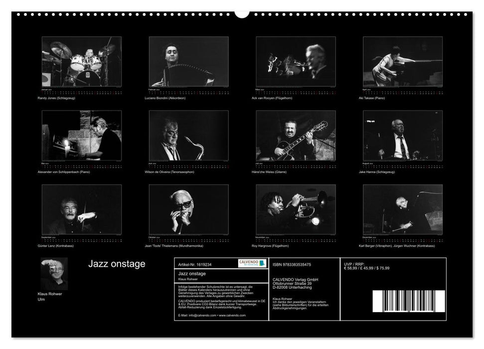 Jazz onstage (CALVENDO Wandkalender 2024)