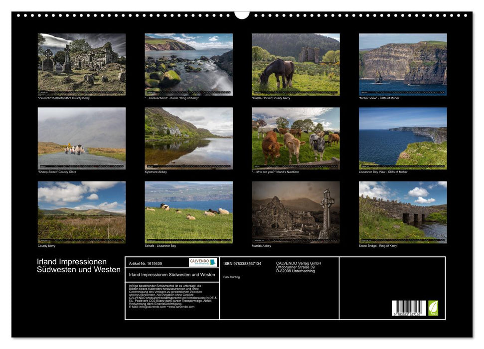 Impressions d'Irlande sud-ouest et ouest (calendrier mural CALVENDO 2024) 