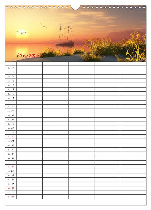 Family planner with beautiful landscape pictures (CALVENDO wall calendar 2024) 
